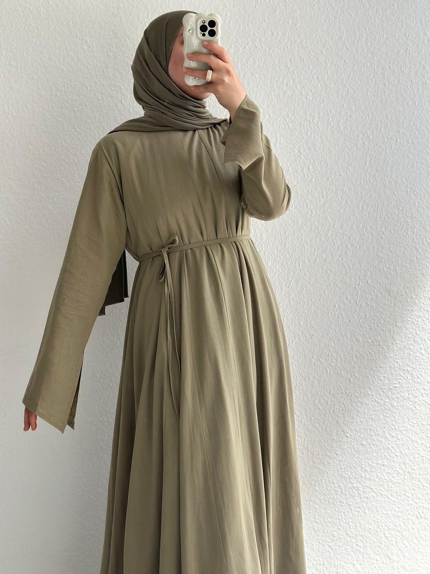 Ivory Leinen Kleid - Khaki