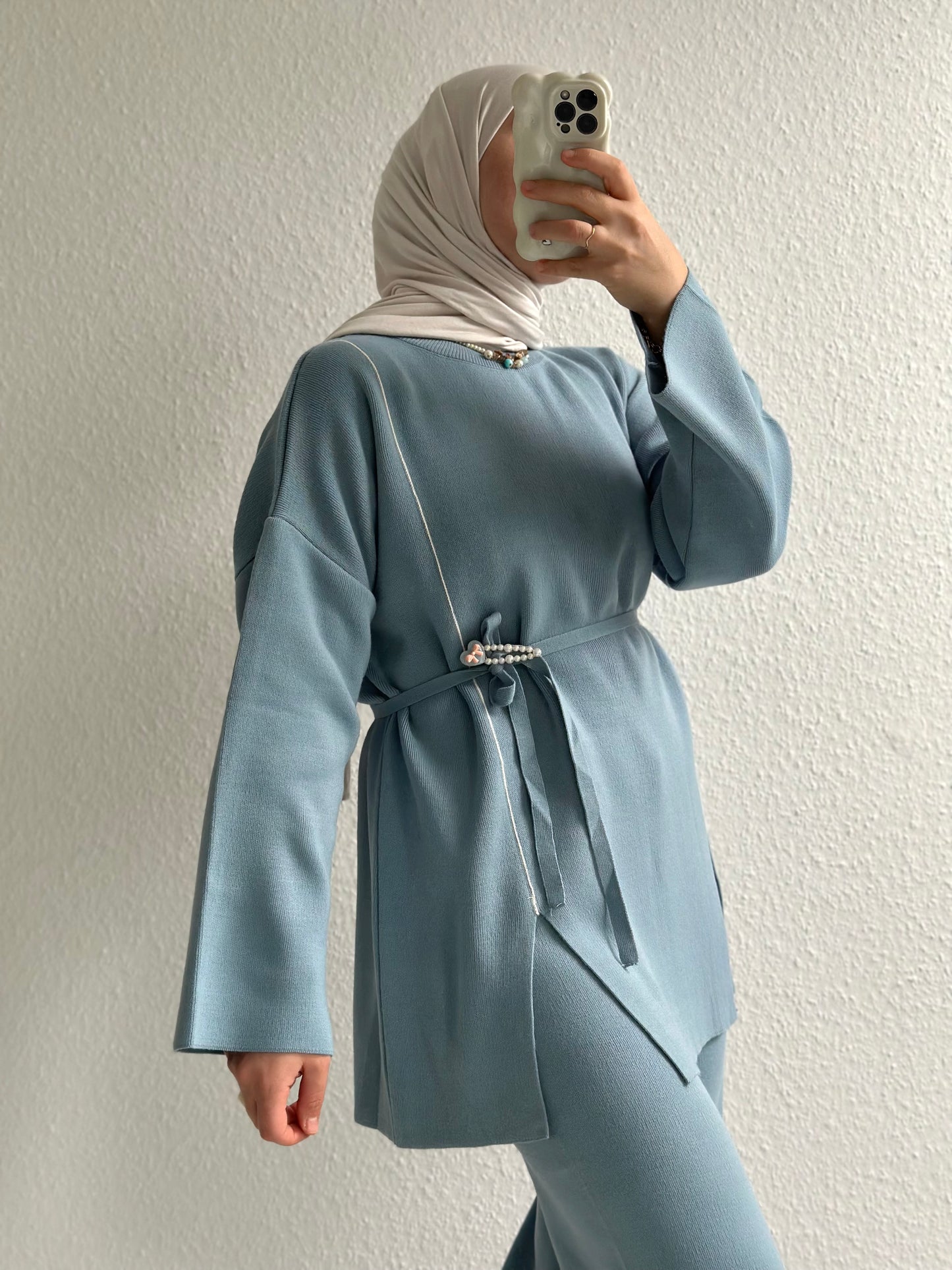 Soft Lines Strick Zweiteiler - Babyblau
