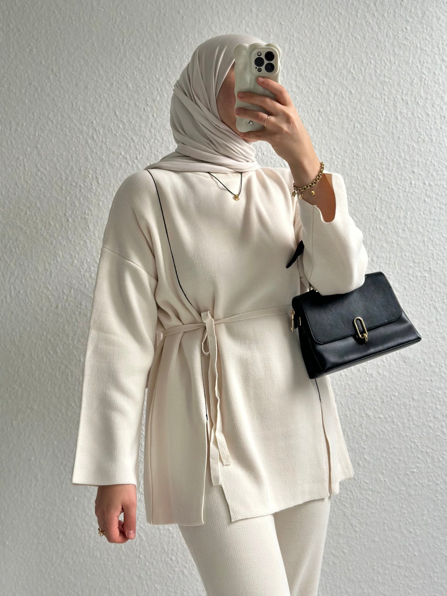 Soft Lines Strick Zweiteiler -Beige