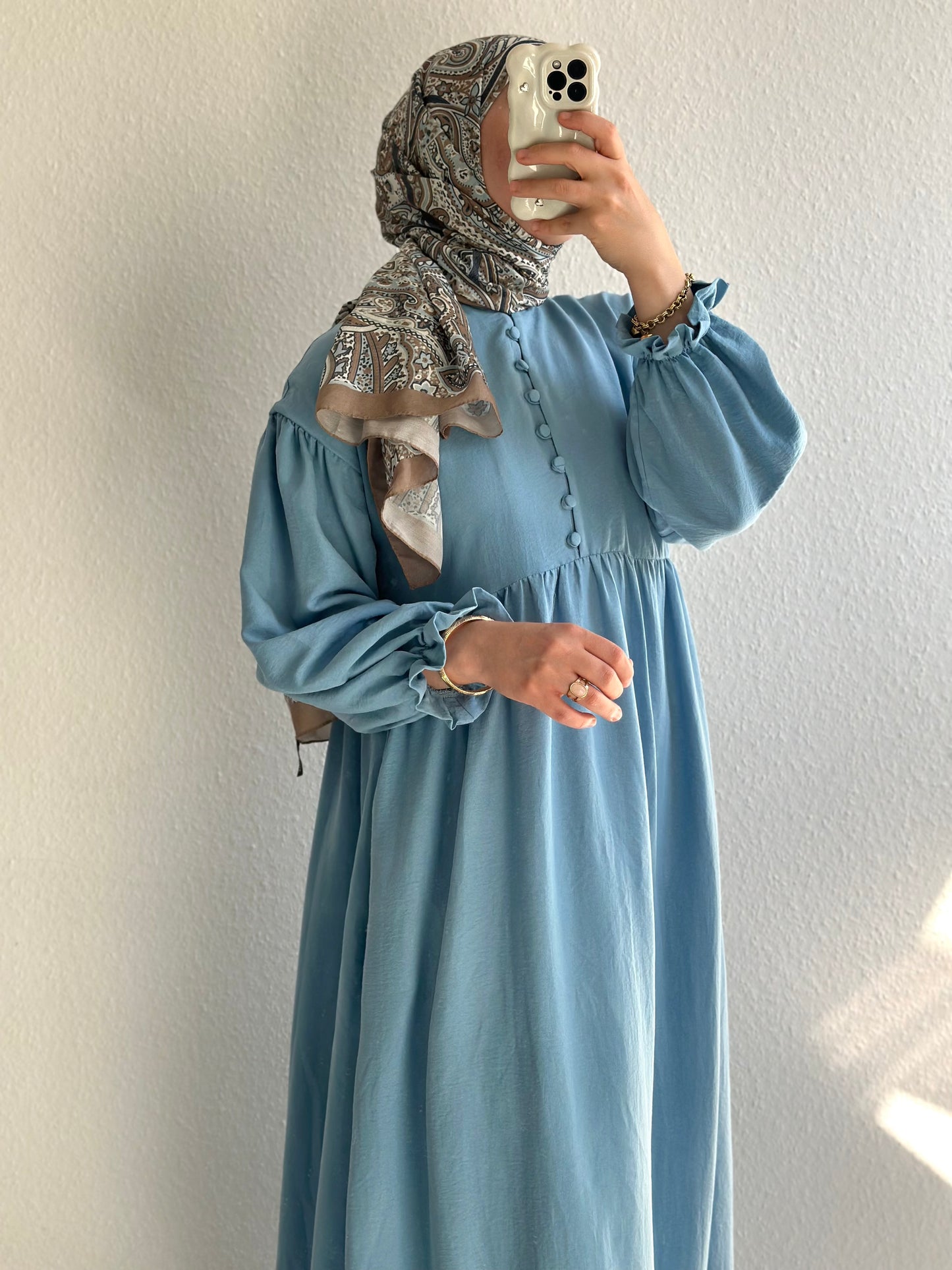 Lovely Pamuklu Elbise-Mavi(Lovely Pamuklu Kleid-Blau)