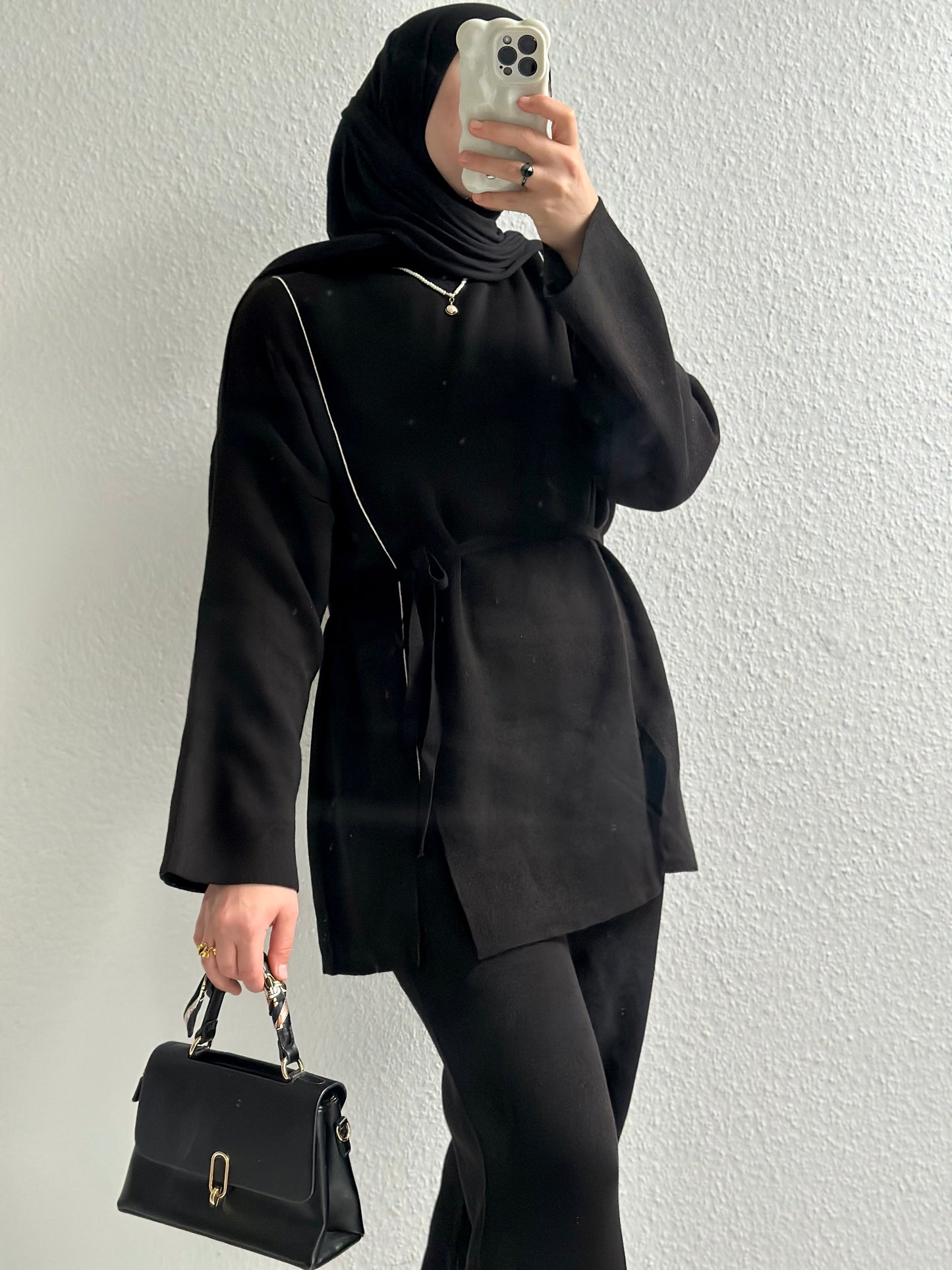Soft Lines Strick Zweiteiler - Schwarz