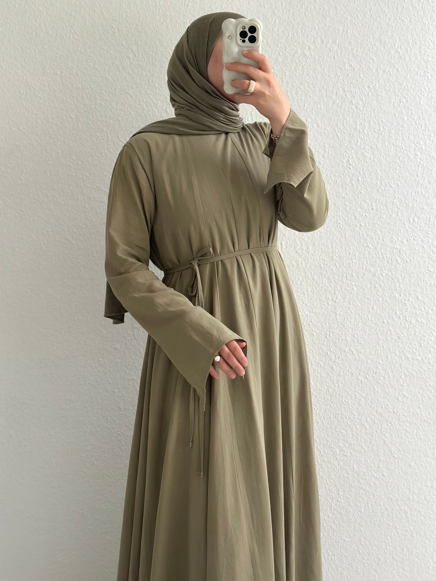 Ivory Leinen Kleid - Khaki
