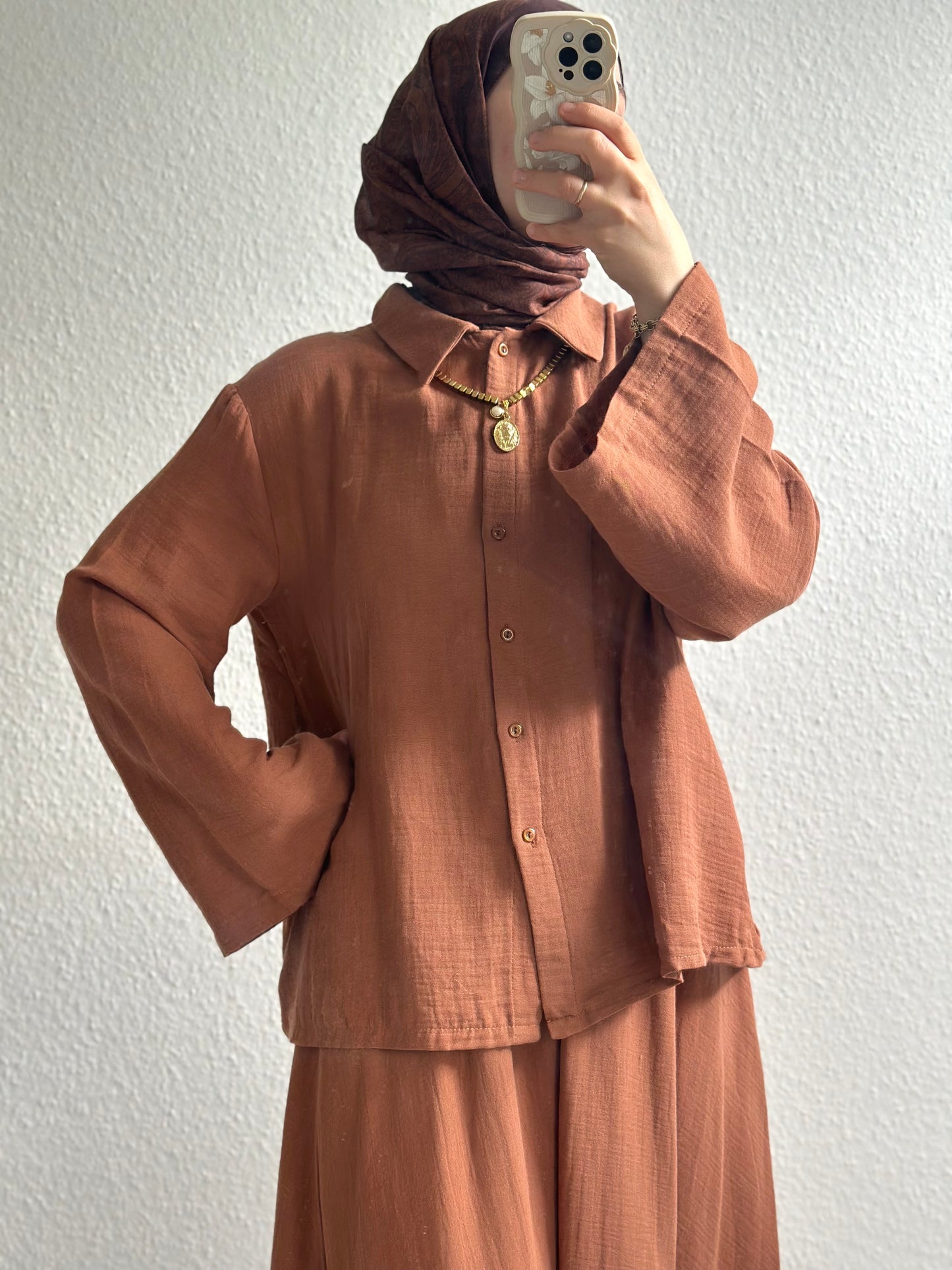 Soft Musselin Zweiteiler - Braun