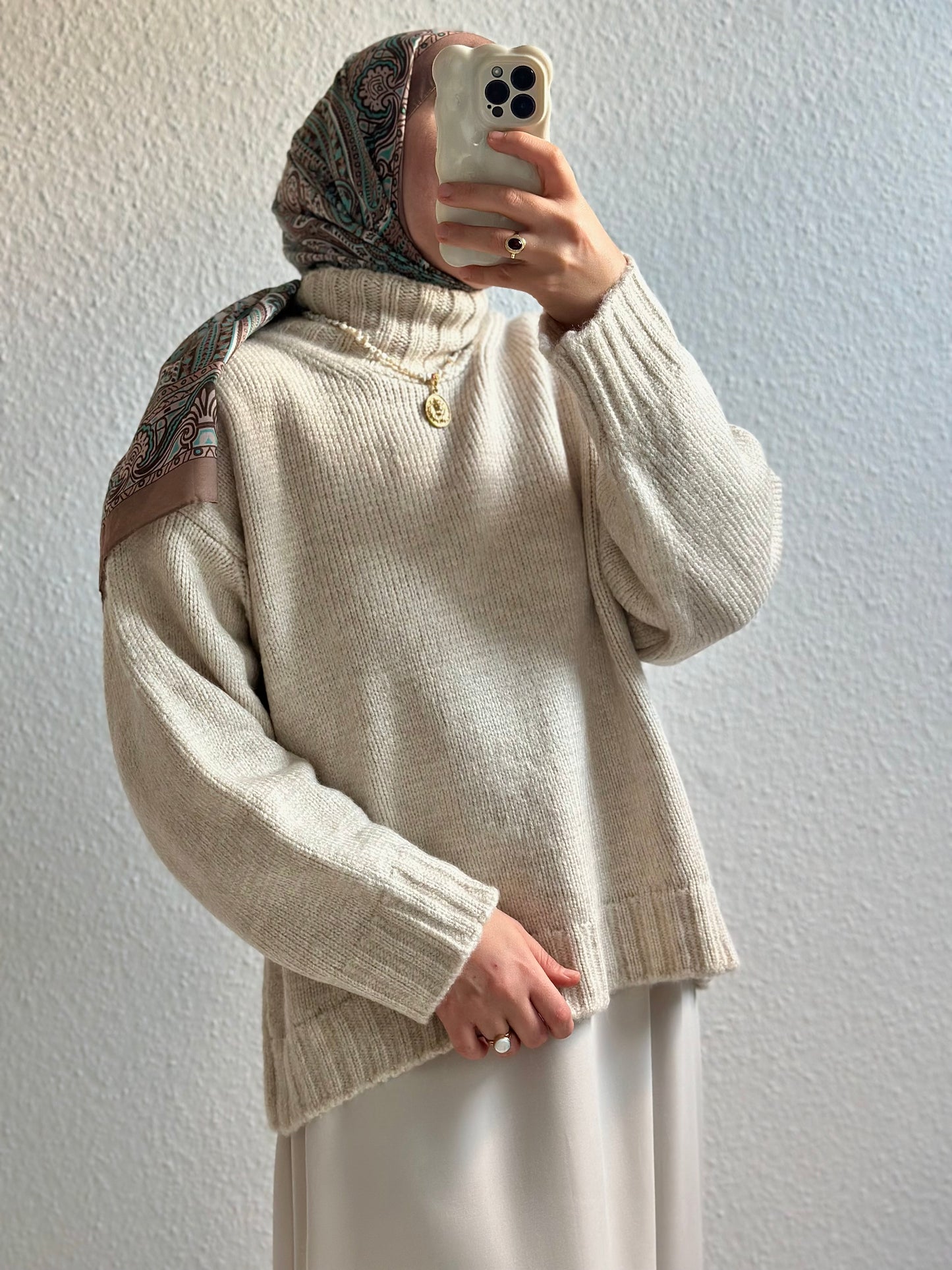 Cozy dicker Strickpullover - Beige