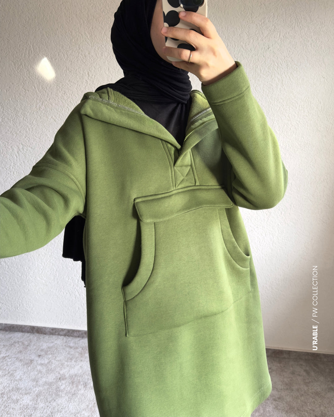Kapüşonlu Sweatshirt-Haki(Hoodie Sweatshirt-Khaki)