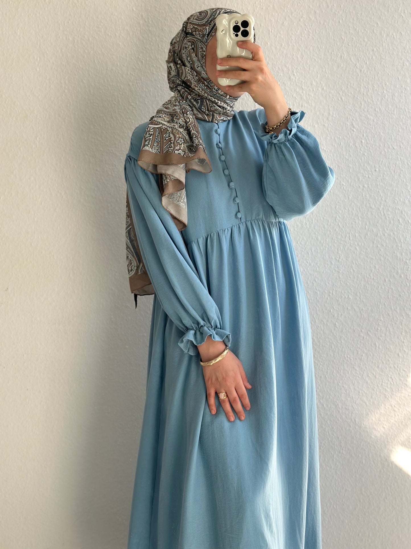 Lovely Pamuklu Elbise-Mavi(Lovely Pamuklu Kleid-Blau)