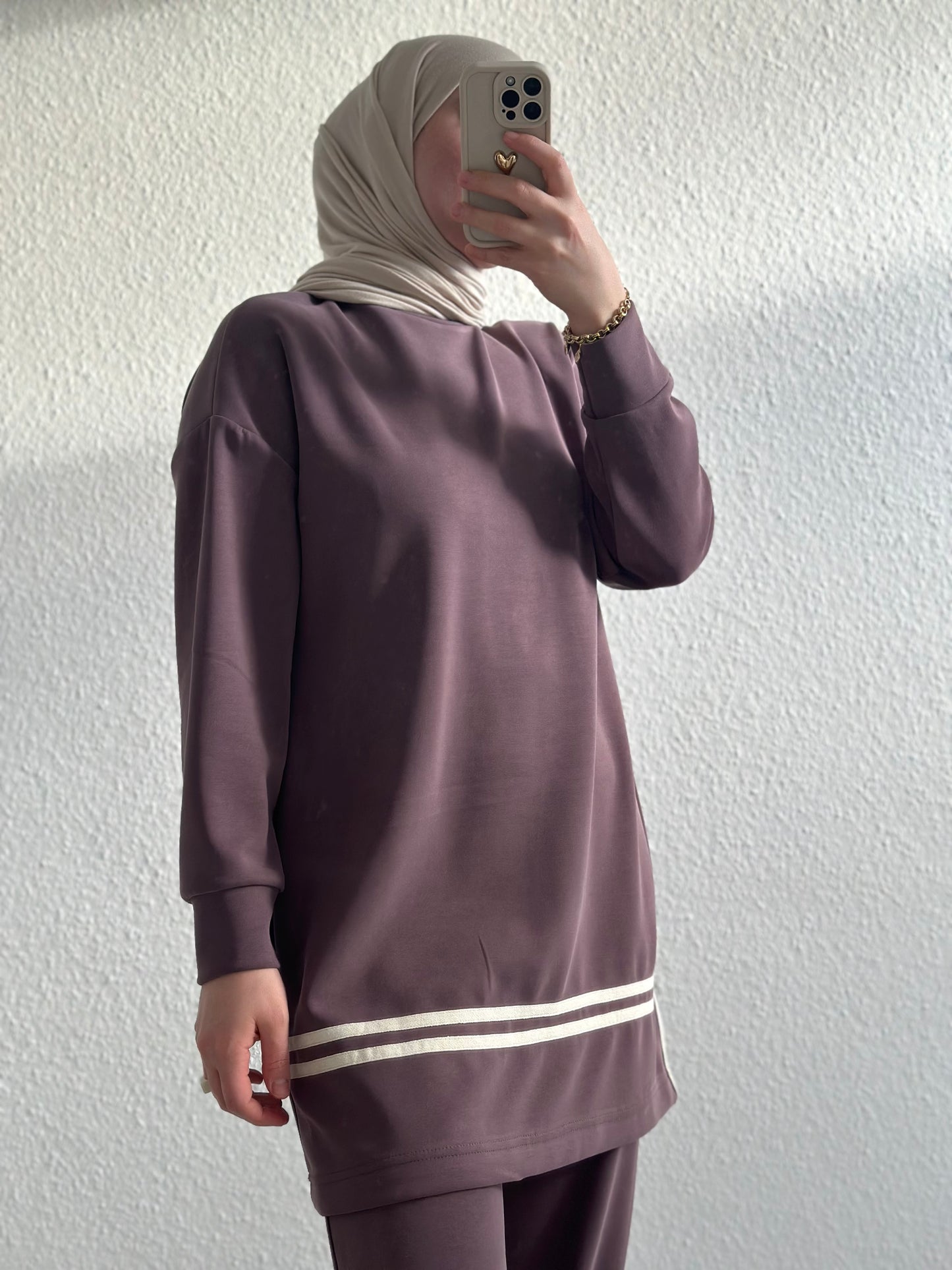Gestreifter Modal Zweiteiler - Rose