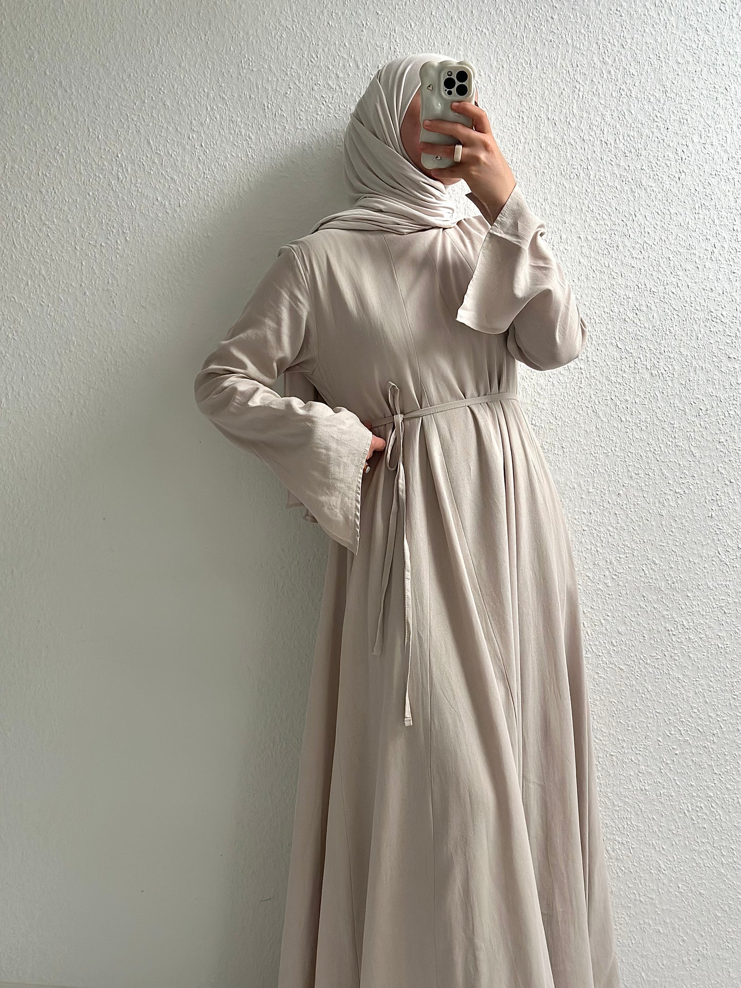 Ivory Leinen Kleid - Beige