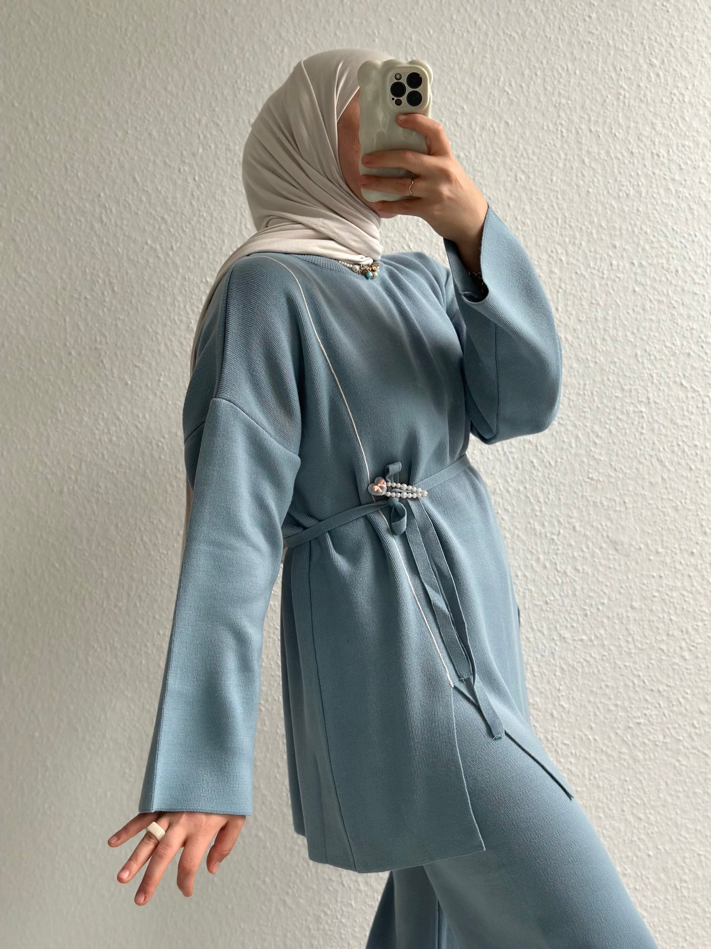 Soft Lines Strick Zweiteiler - Babyblau