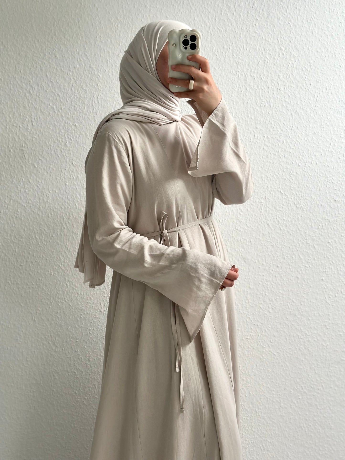 Ivory Leinen Kleid - Beige