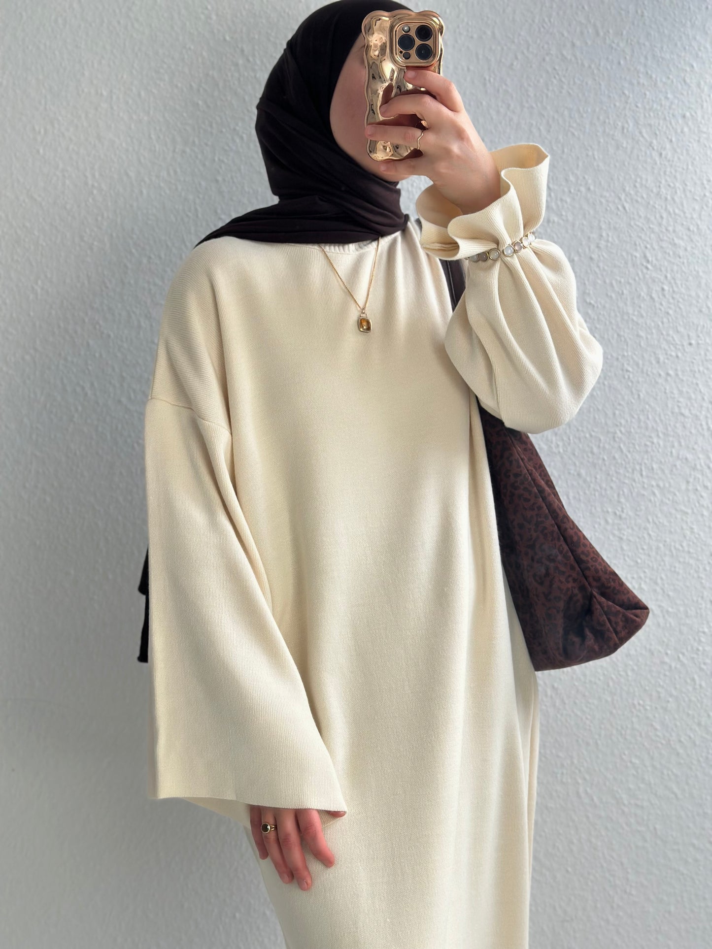 Velora Strick Kleid - Beige
