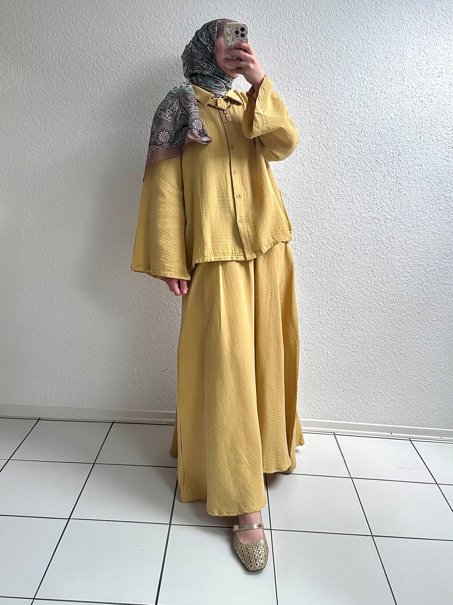 Soft Musselin Zweiteiler - Senf