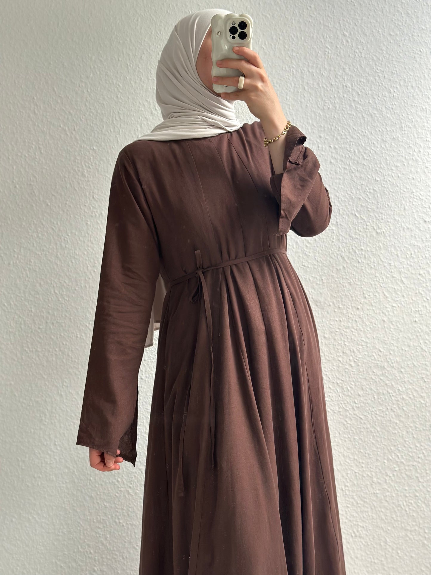 Ivory Leinen Kleid - Braun