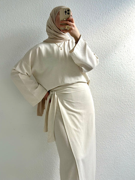 Pure Leinen Zweiteiler - Ecru