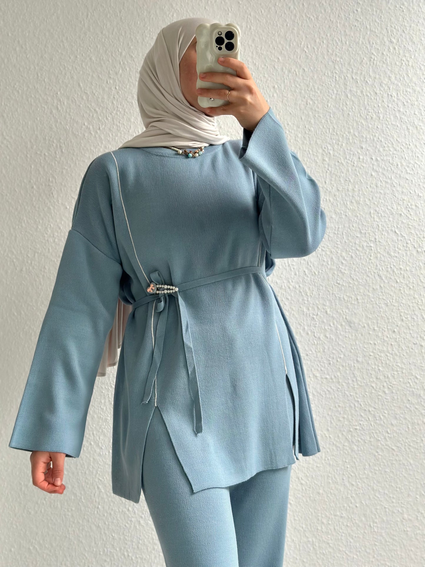 Soft Lines Strick Zweiteiler - Babyblau