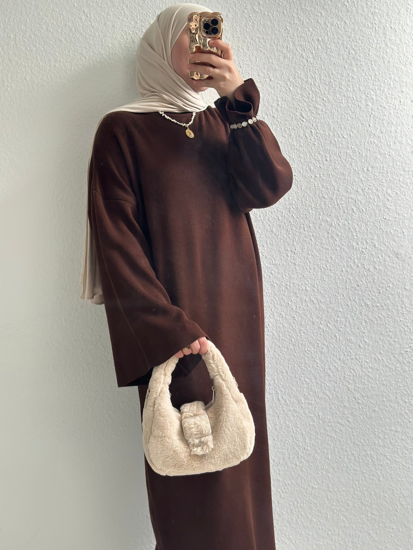 Velora Strick Kleid - Braun
