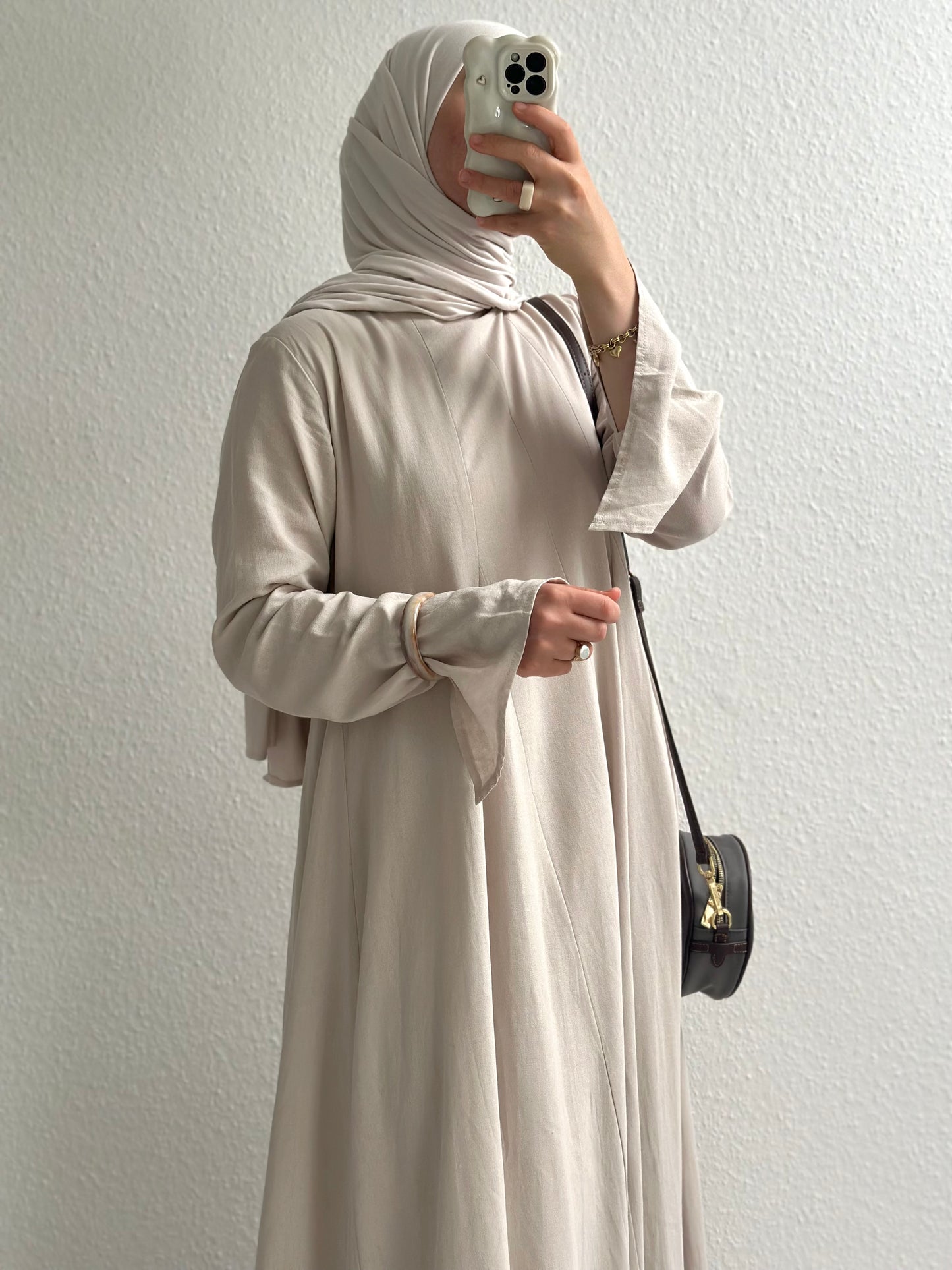 Ivory Leinen Kleid - Beige