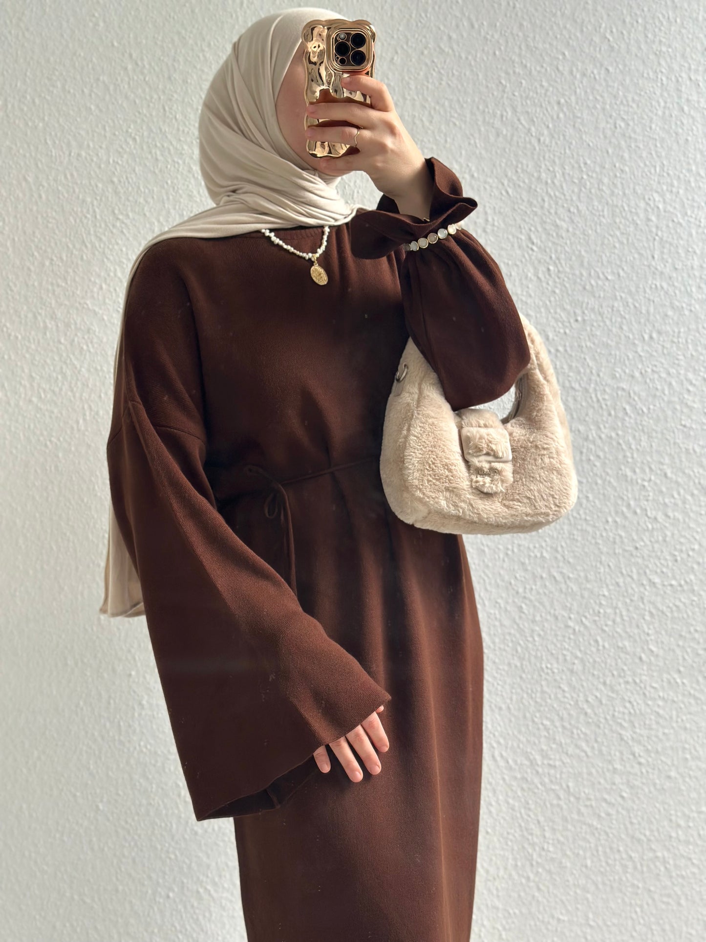 Velora Strick Kleid - Braun