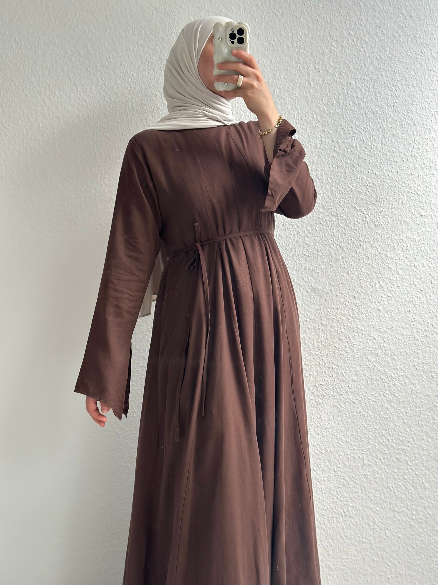 Ivory Leinen Kleid - Braun