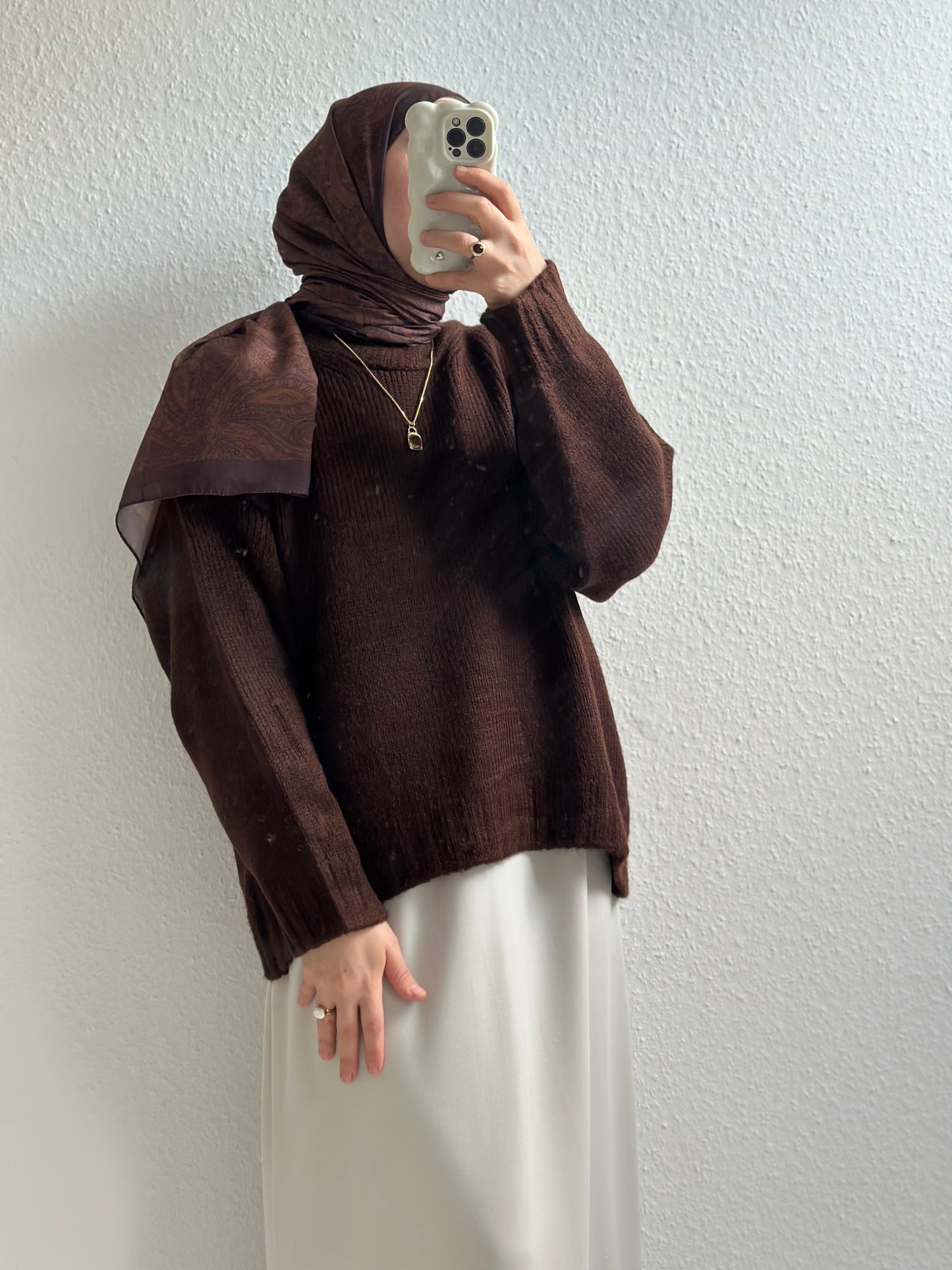 Cozy dicker Strickpullover - Braun