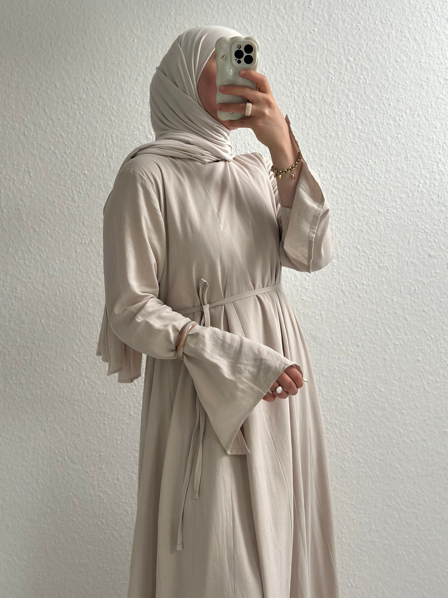 Ivory Leinen Kleid - Beige