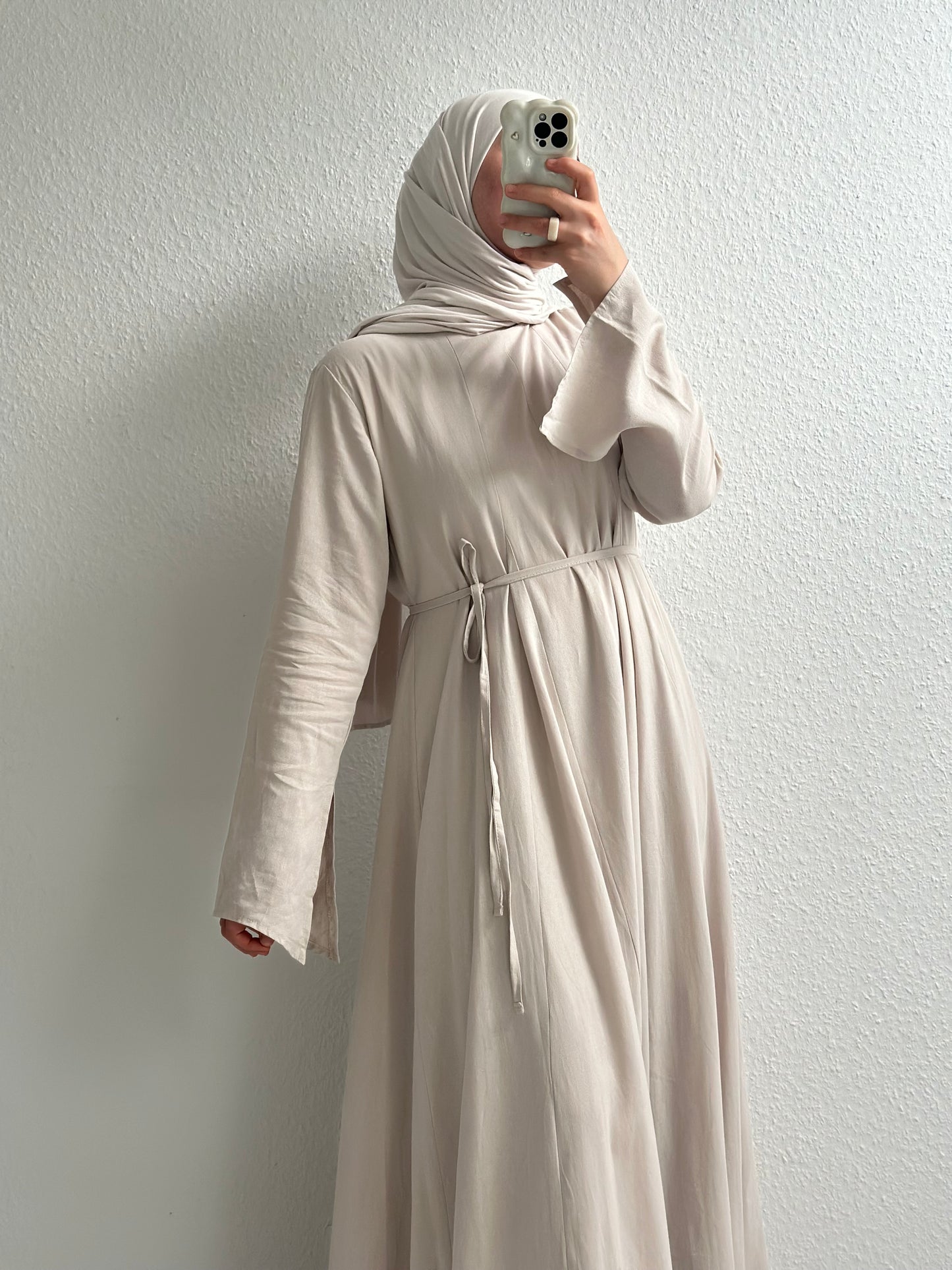 Ivory Leinen Kleid - Beige