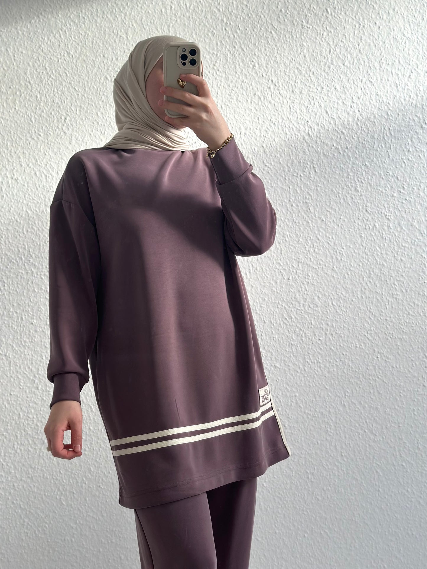 Gestreifter Modal Zweiteiler - Rose