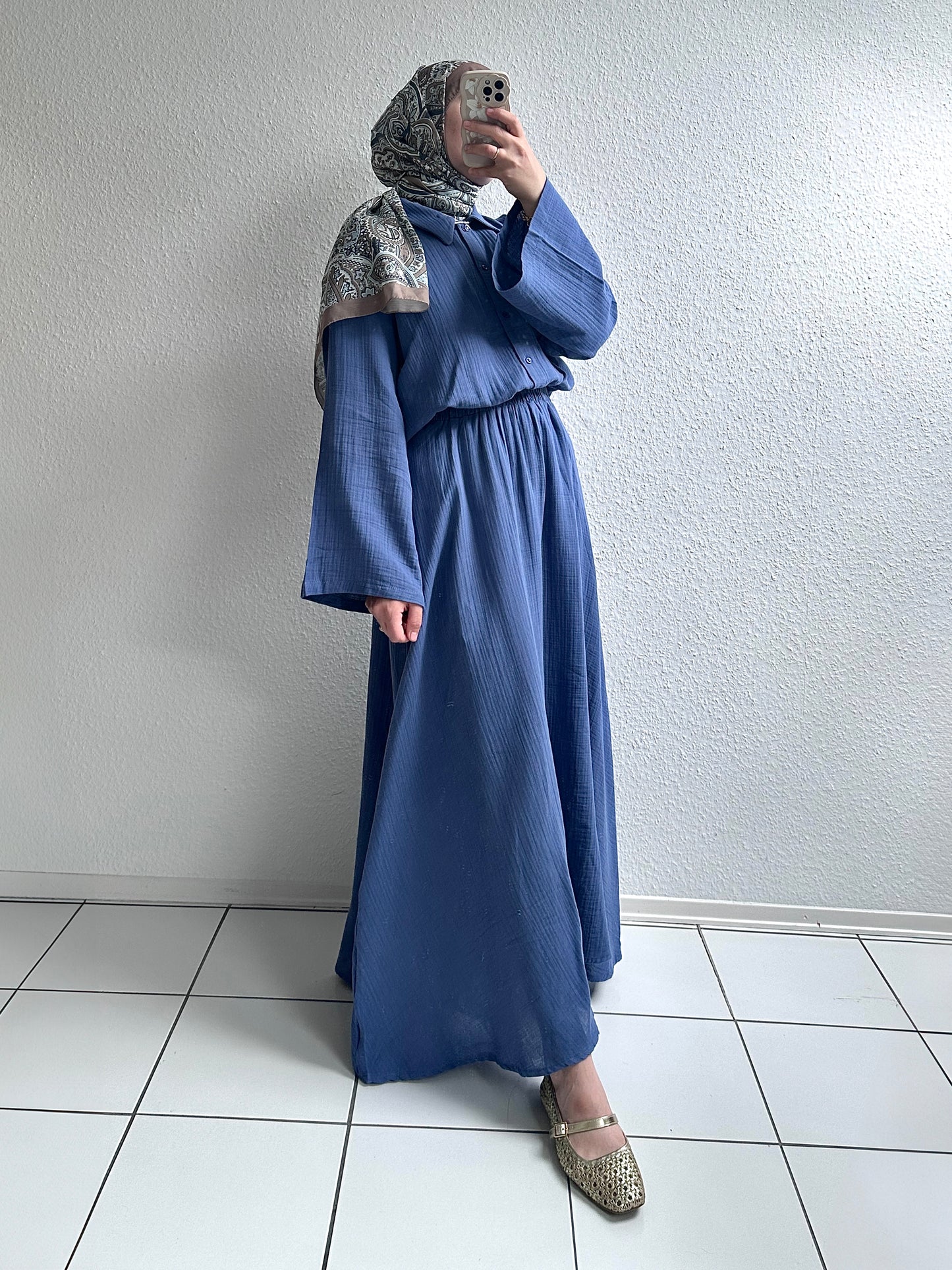 Soft Musselin Zweiteiler - Blau