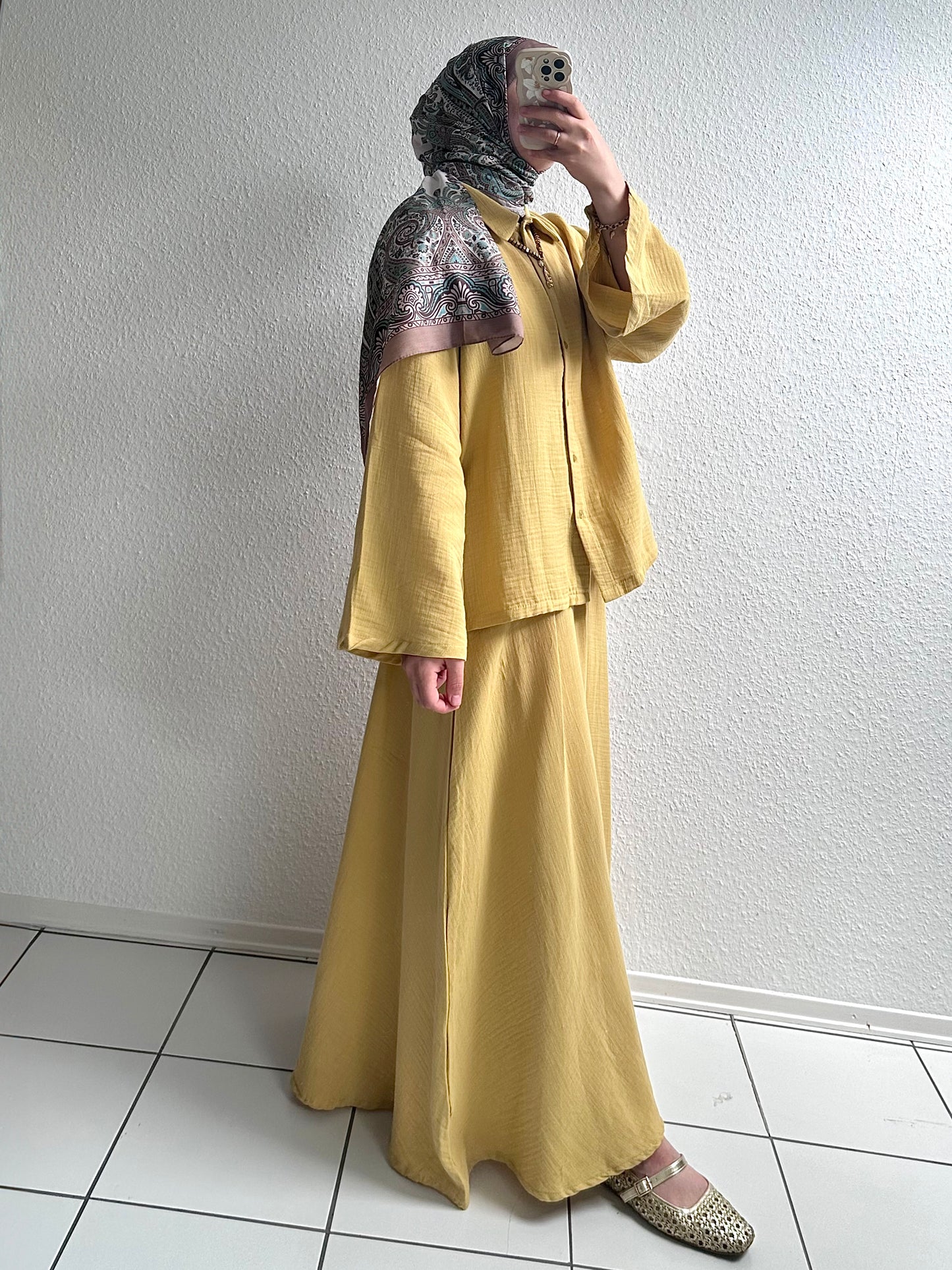 Soft Musselin Zweiteiler - Senf