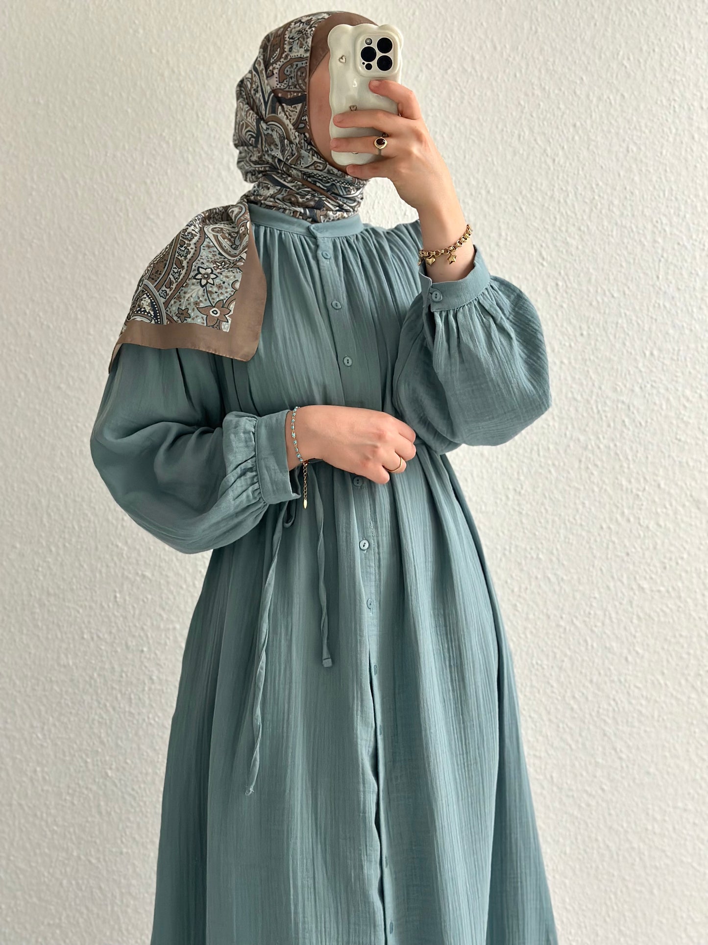 Blau Musselin Kleid