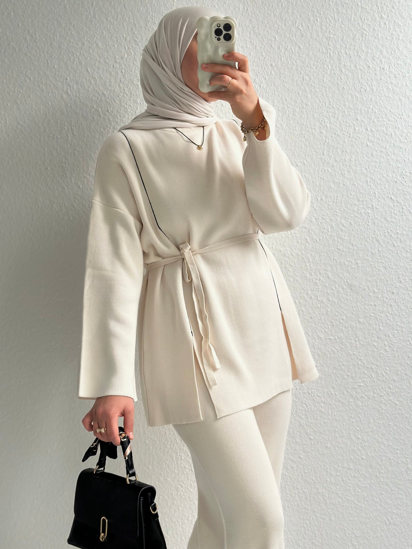 Soft Lines Strick Zweiteiler -Beige