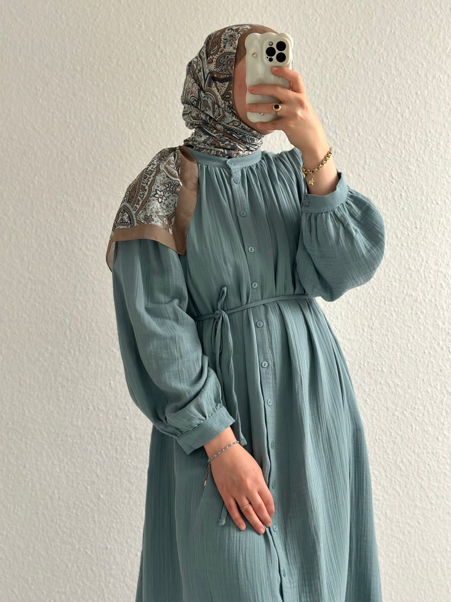 Blau Musselin Kleid