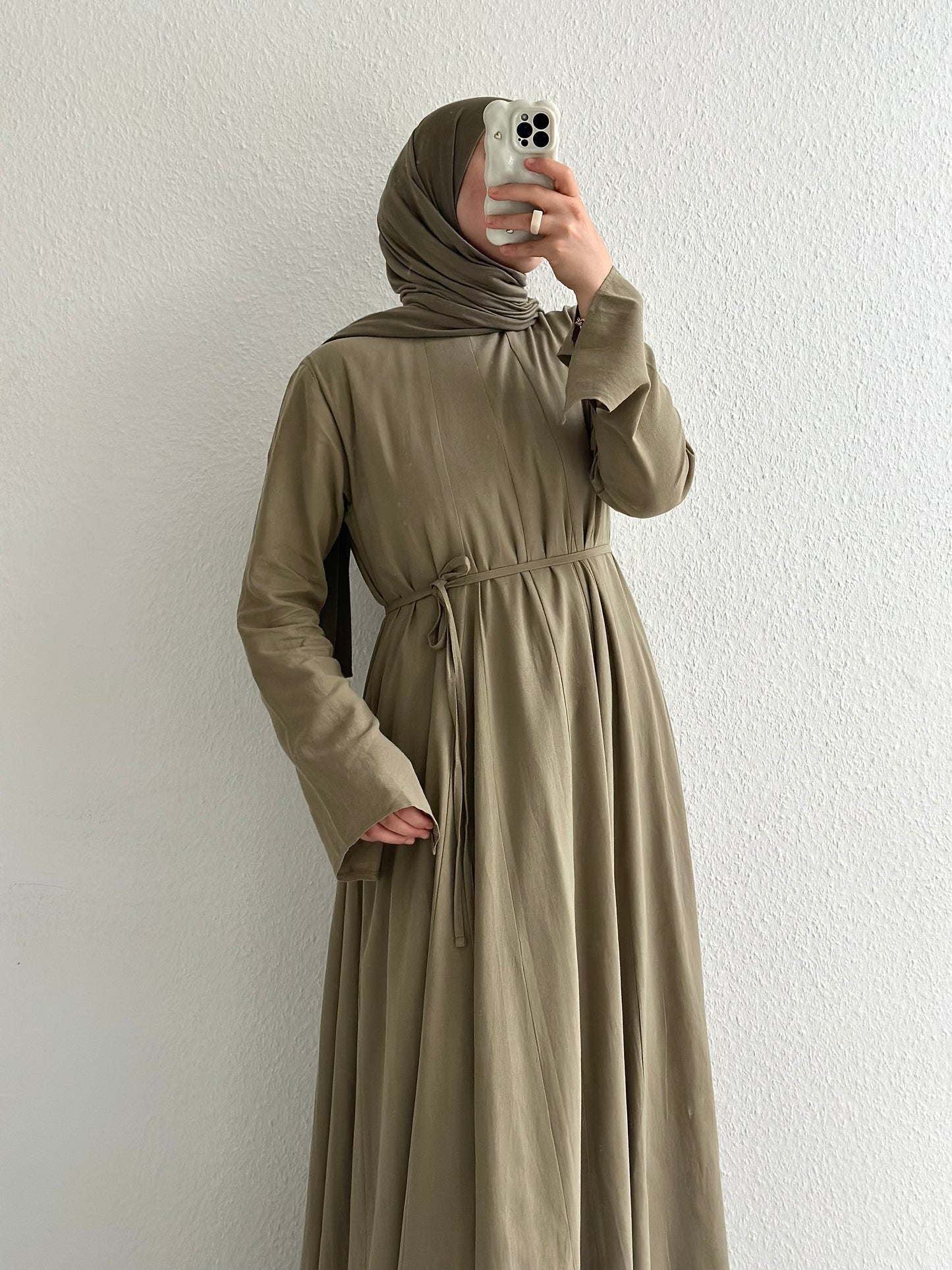 Ivory Leinen Kleid - Khaki