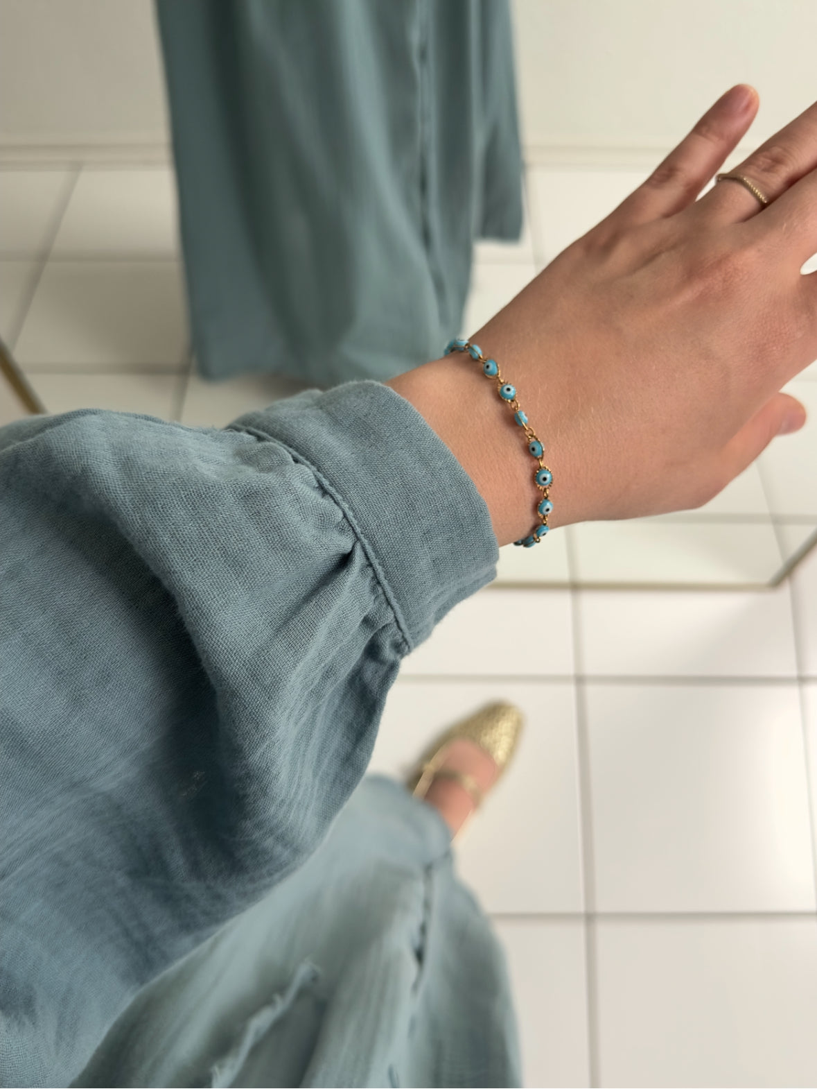 Blau Musselin Kleid