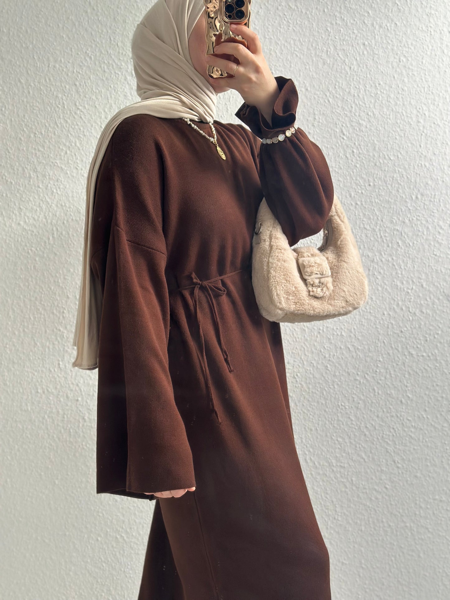 Velora Strick Kleid - Braun
