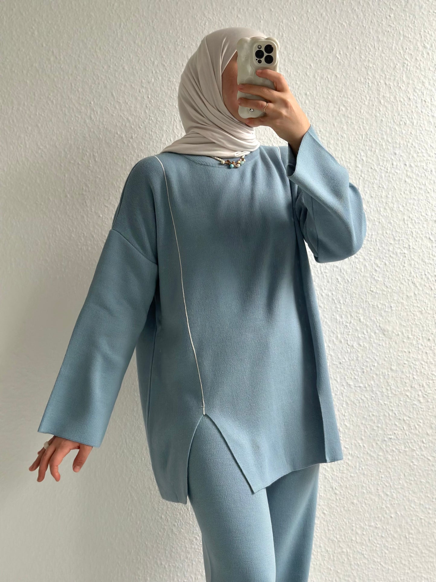 Soft Lines Strick Zweiteiler - Babyblau