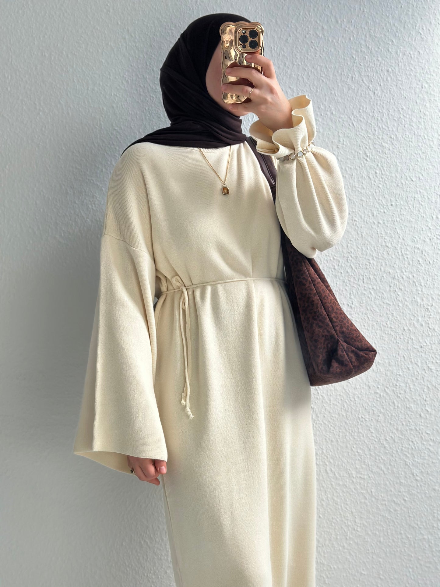 Velora Strick Kleid - Beige
