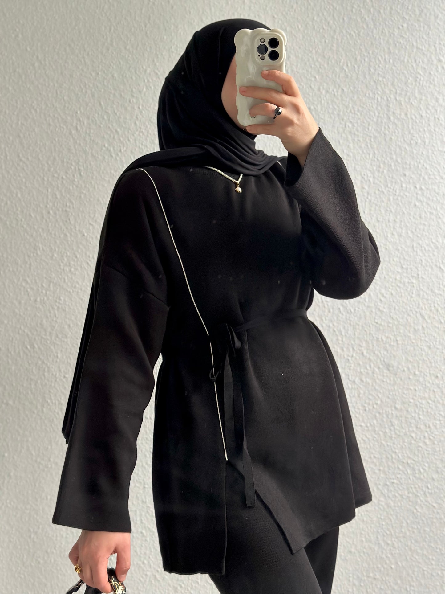 Soft Lines Strick Zweiteiler - Schwarz