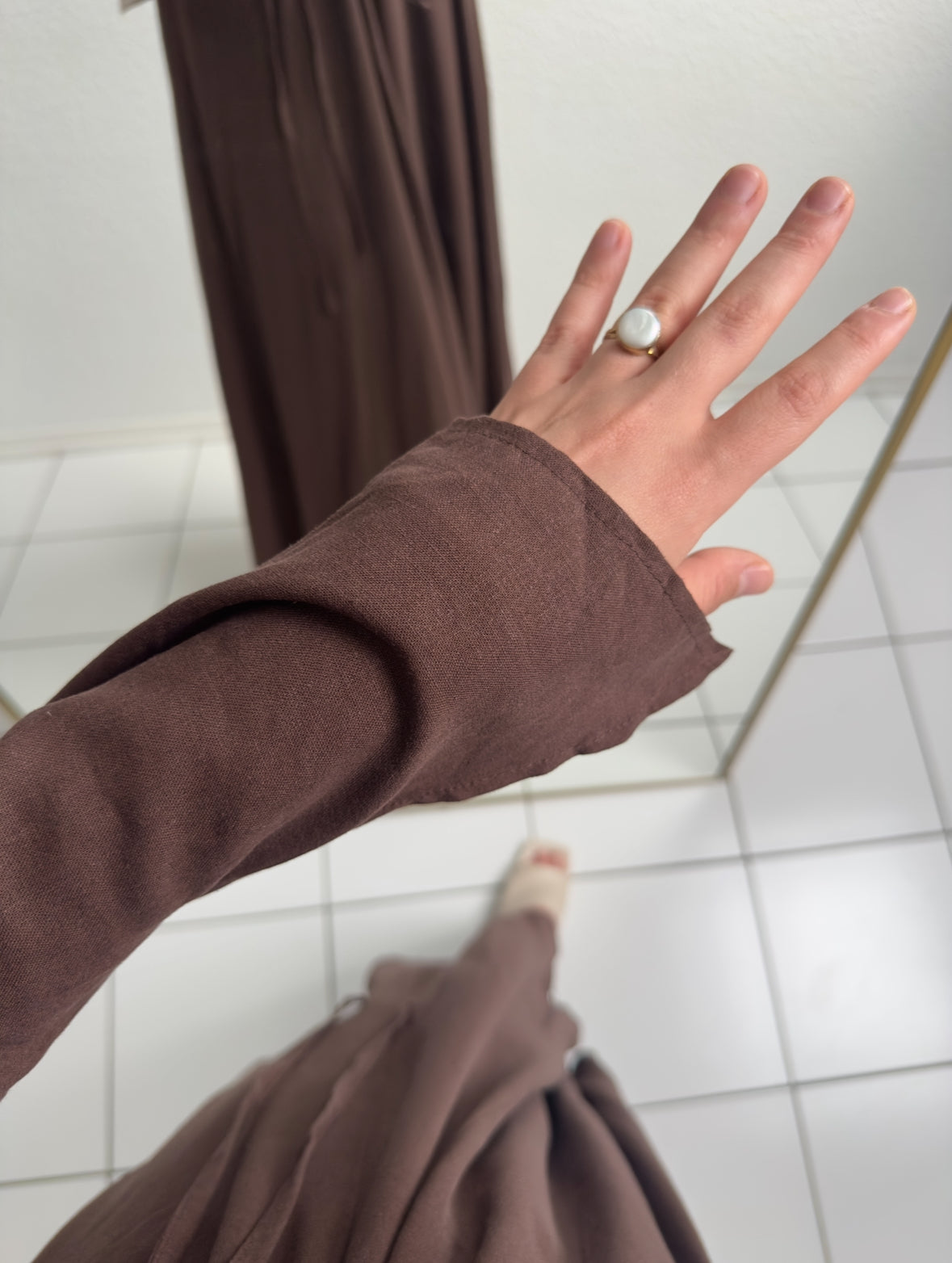 Ivory Leinen Kleid - Braun
