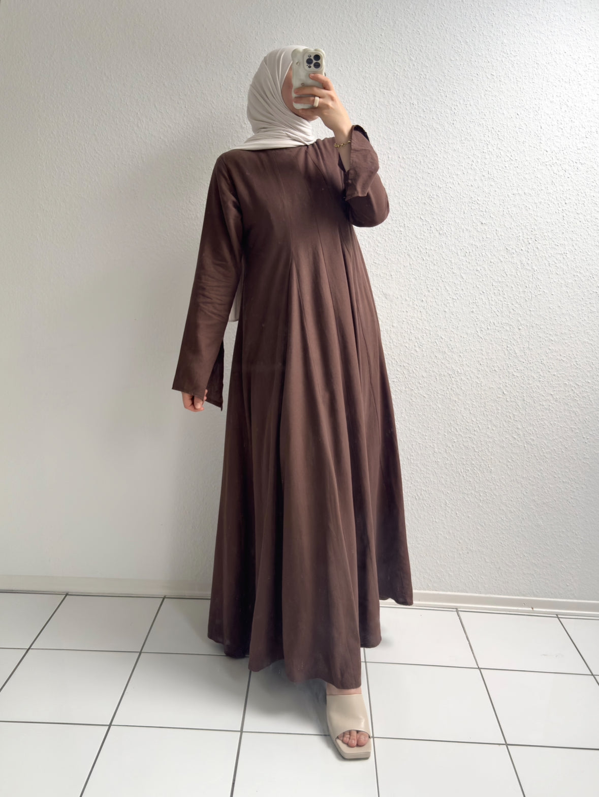 Ivory Leinen Kleid - Braun