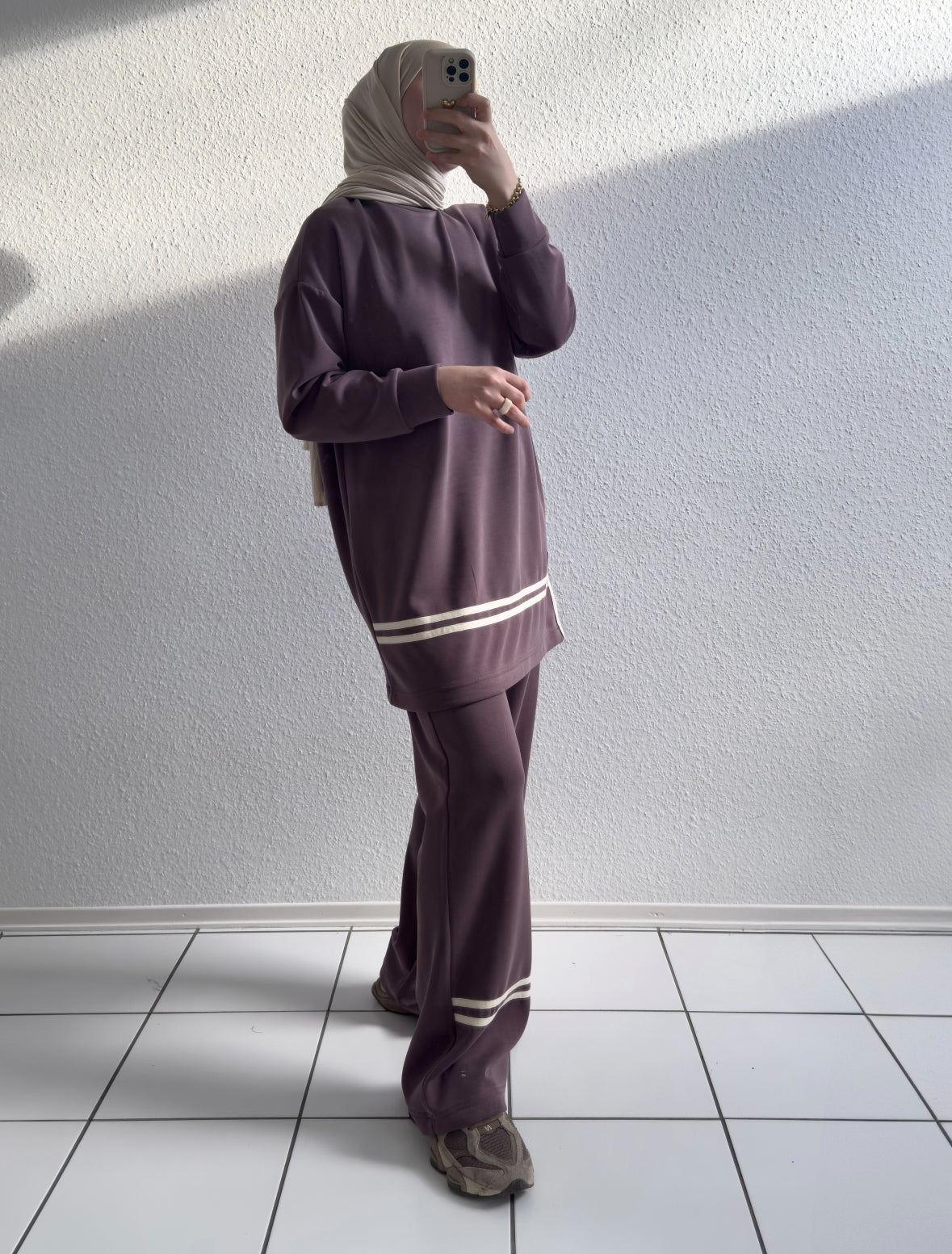 Gestreifter Modal Zweiteiler - Rose
