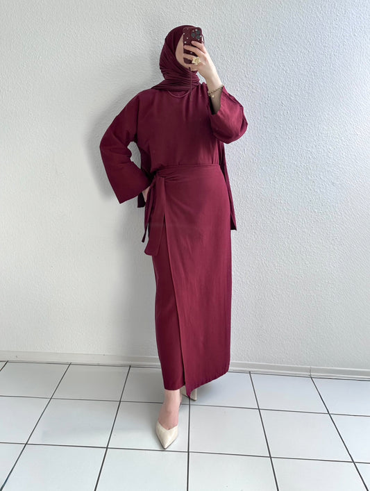 Pure Leinen Zweiteiler - Bordeux