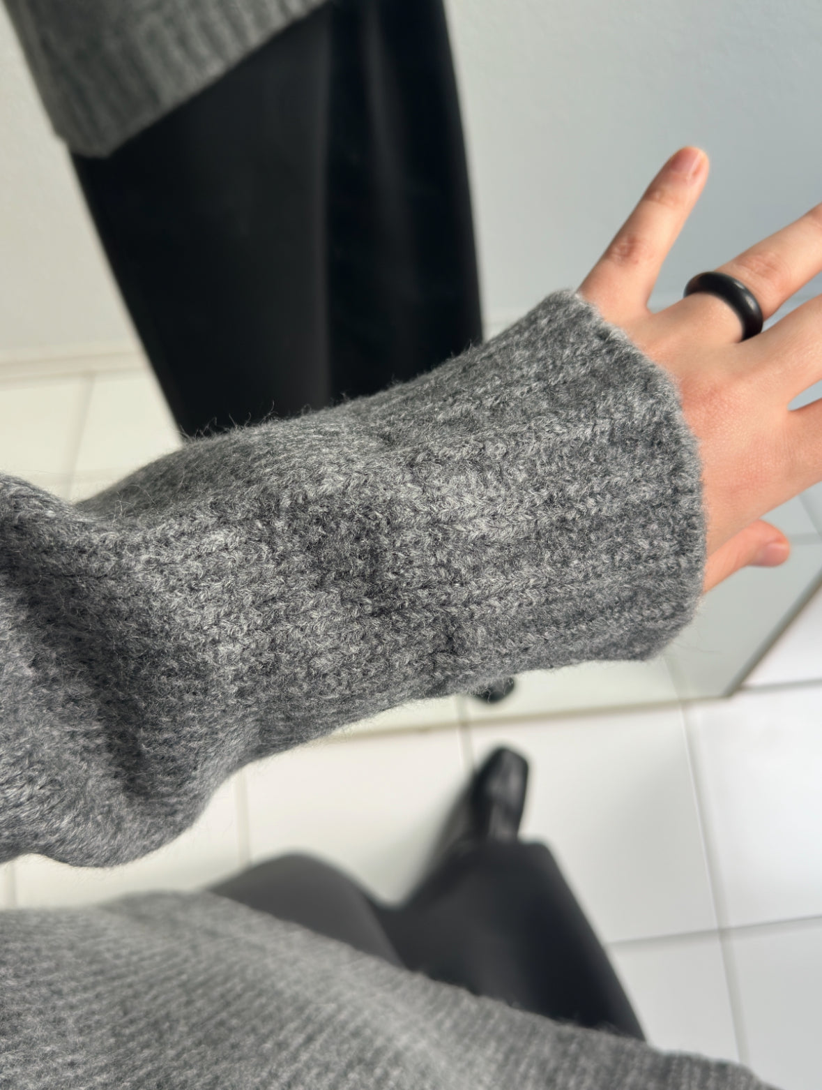 Cozy dicker Strickpullover - Dunkelgrau