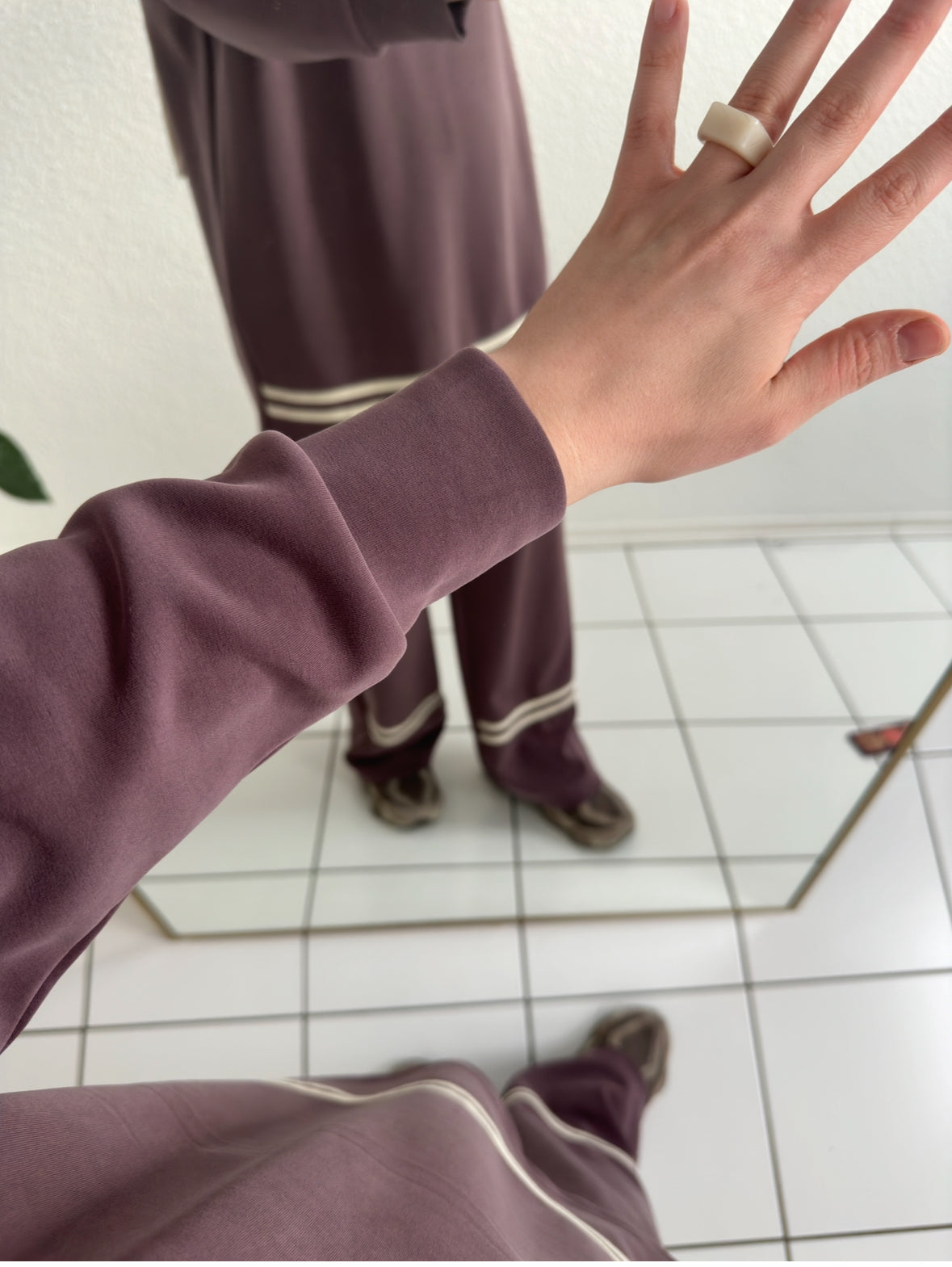 Gestreifter Modal Zweiteiler - Rose