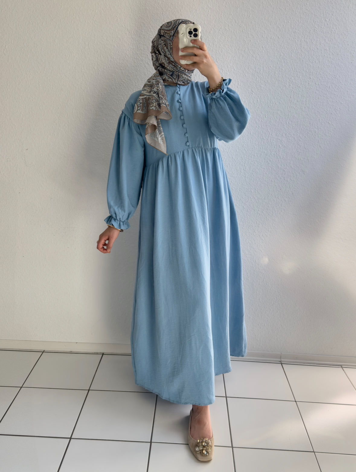 Lovely Pamuklu Elbise-Mavi(Lovely Pamuklu Kleid-Blau)