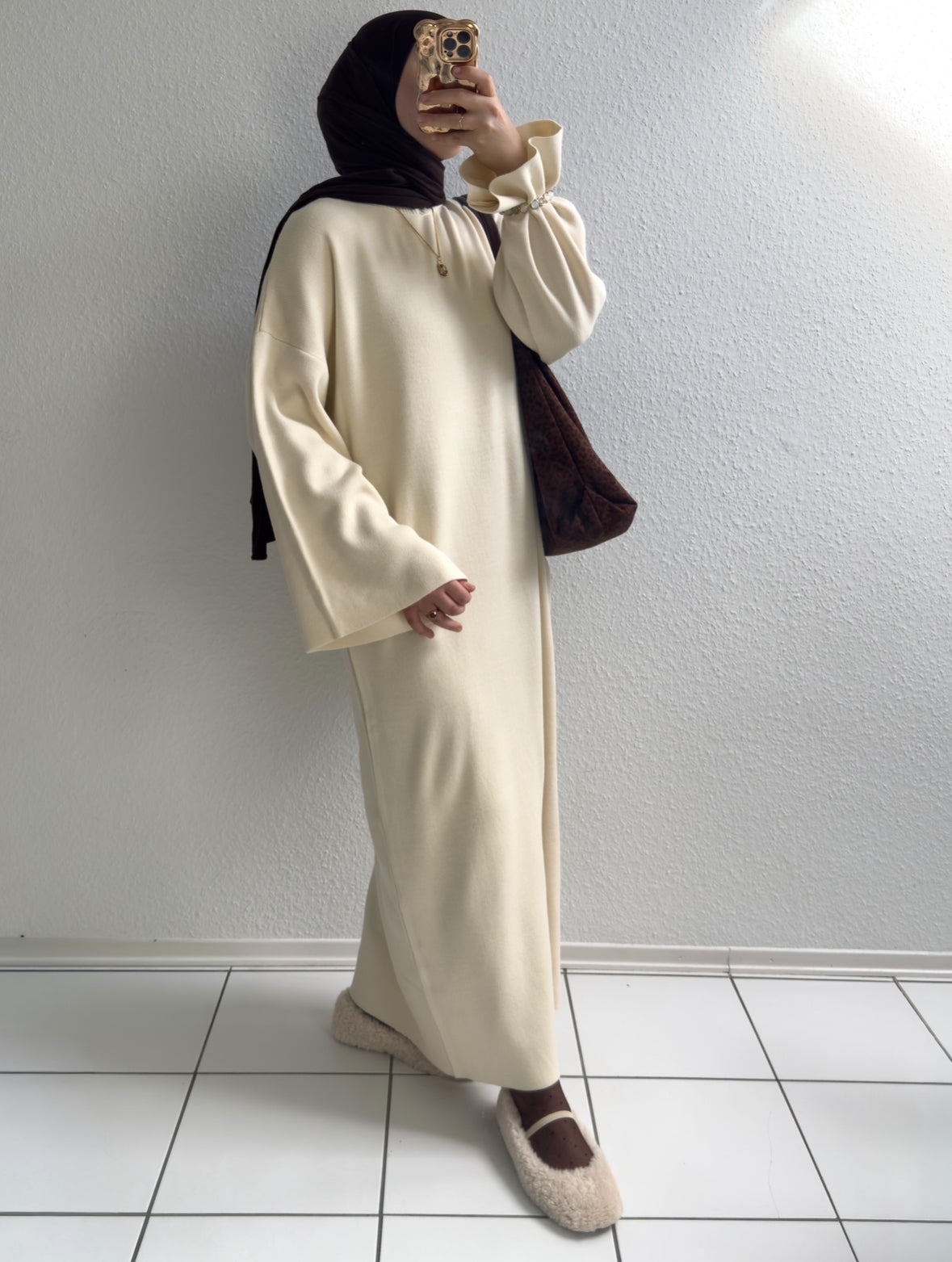 Velora Strick Kleid - Beige