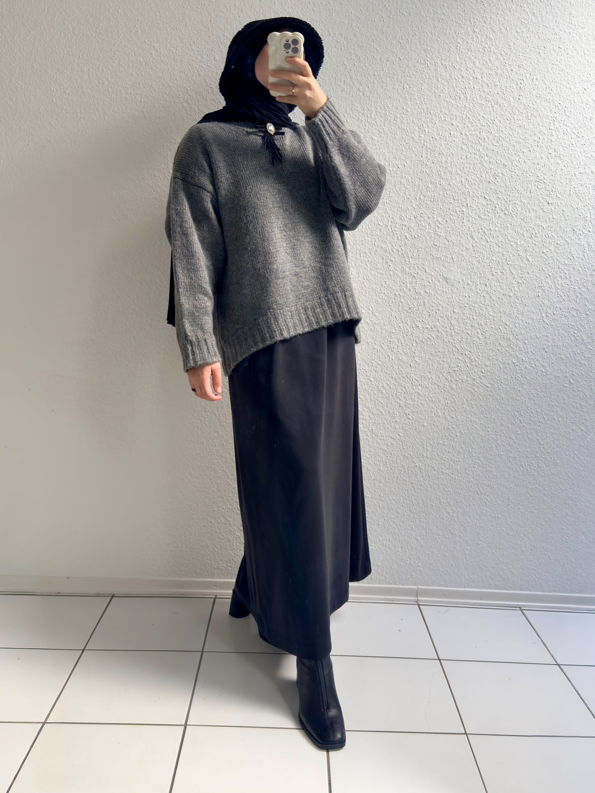 Cozy dicker Strickpullover - Dunkelgrau