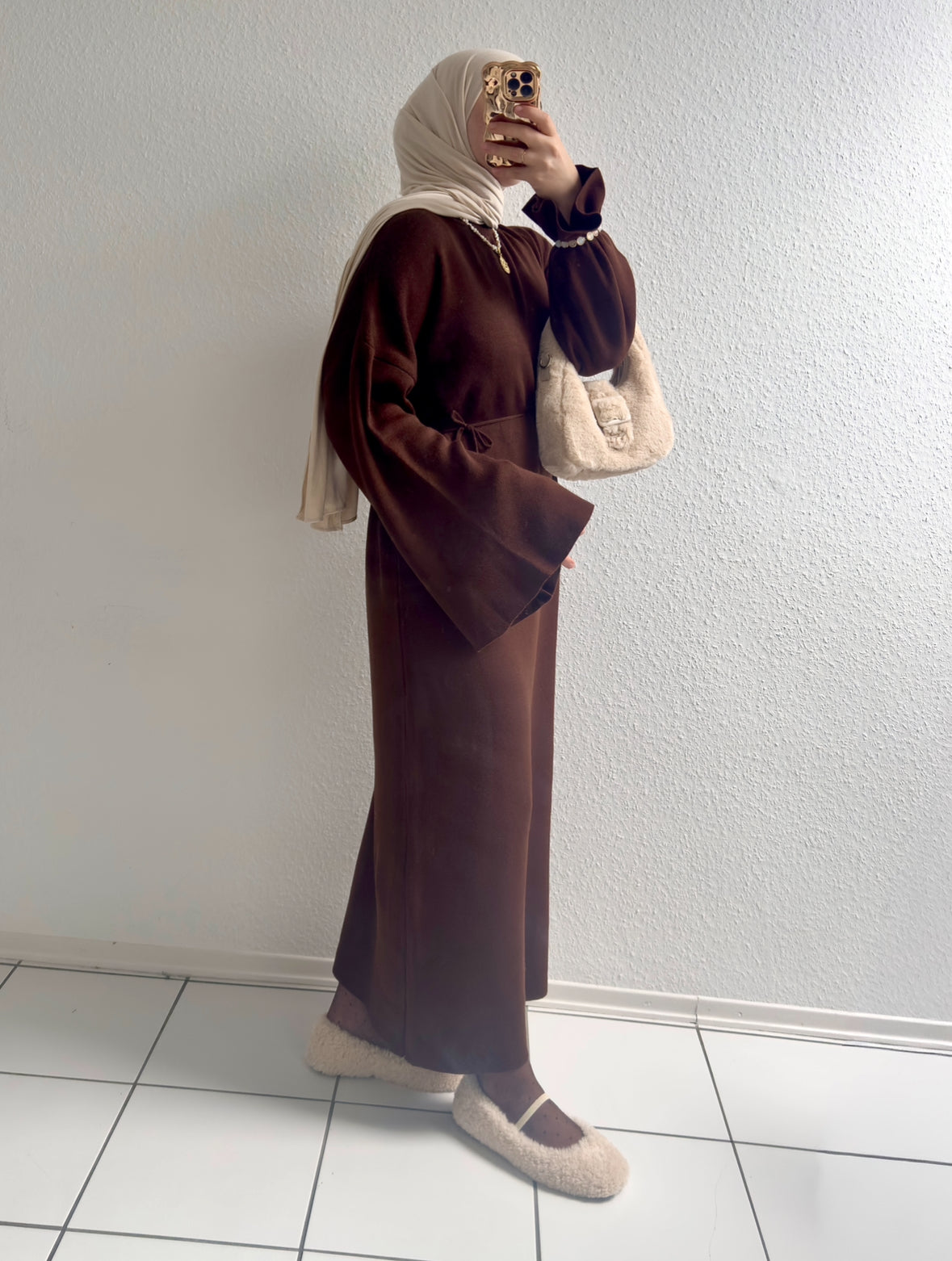 Velora Strick Kleid - Braun
