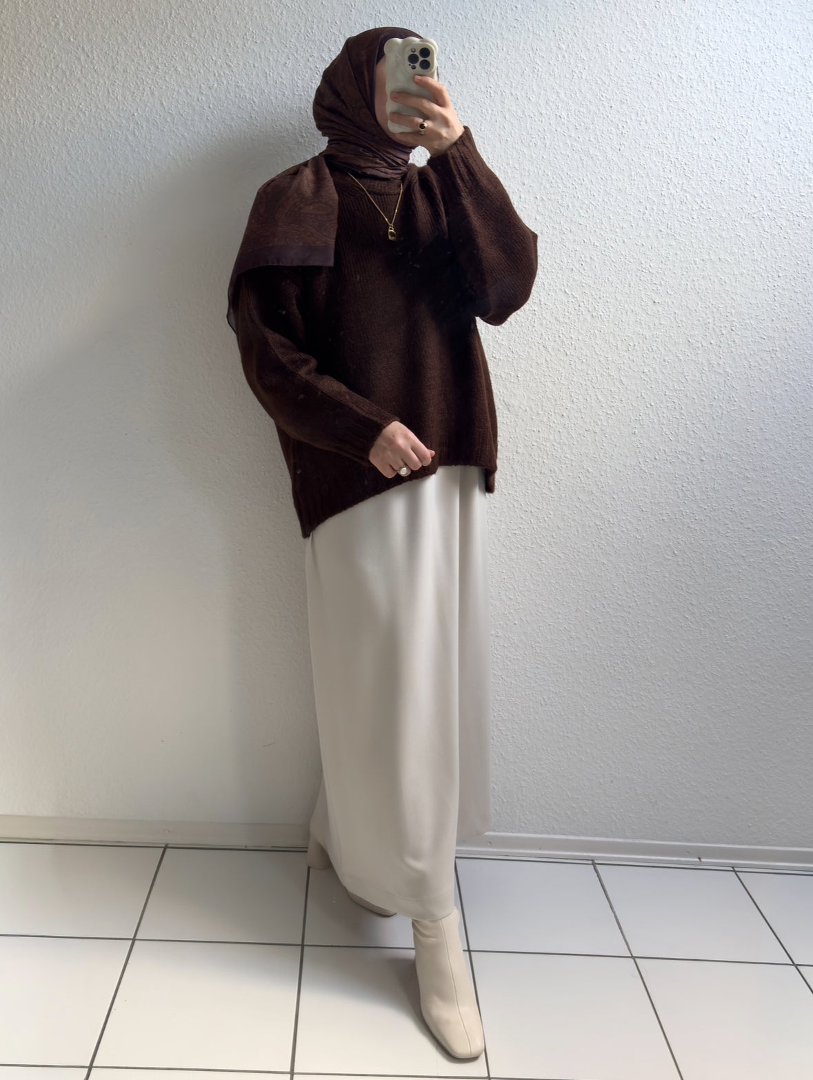 Cozy dicker Strickpullover - Braun