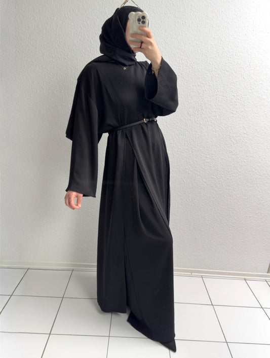 Lange Tunika mit Schlitz - Schwarz